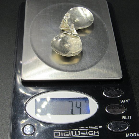 Sterling Silver Tear Shaped Pink Shell Inlay Earrings Vintage - Picture 6 of 6